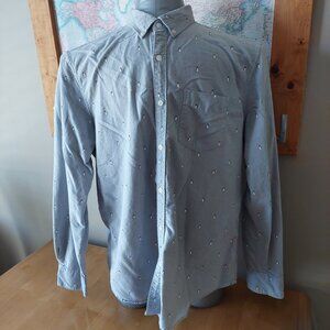 American Eagle Men's Button Down Shirt Size X-Large Grey Penguin Design